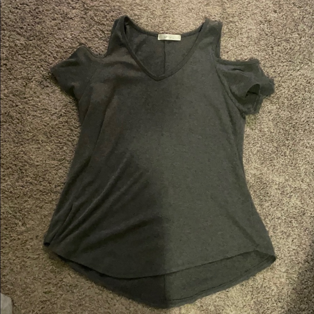 Grey cold shoulder top